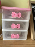 Hello Kitty Pink Baking Supplies Storage Desktop Organizer Drawer Bow Box MakeUp