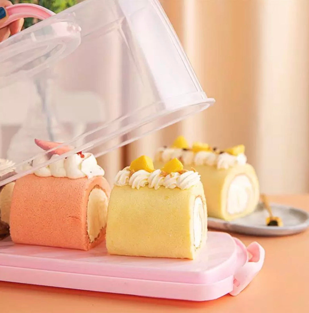 Rectangle Cake Swiss Roll Box Portable Pink Storage Case – Accessory Lane