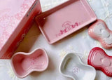 Hello Kitty Set Of 2 Ribbon Ramekins Tray Pale Rose and Powder Pink