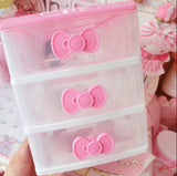 Hello Kitty Pink Baking Supplies Storage Desktop Organizer Drawer Bow Box MakeUp