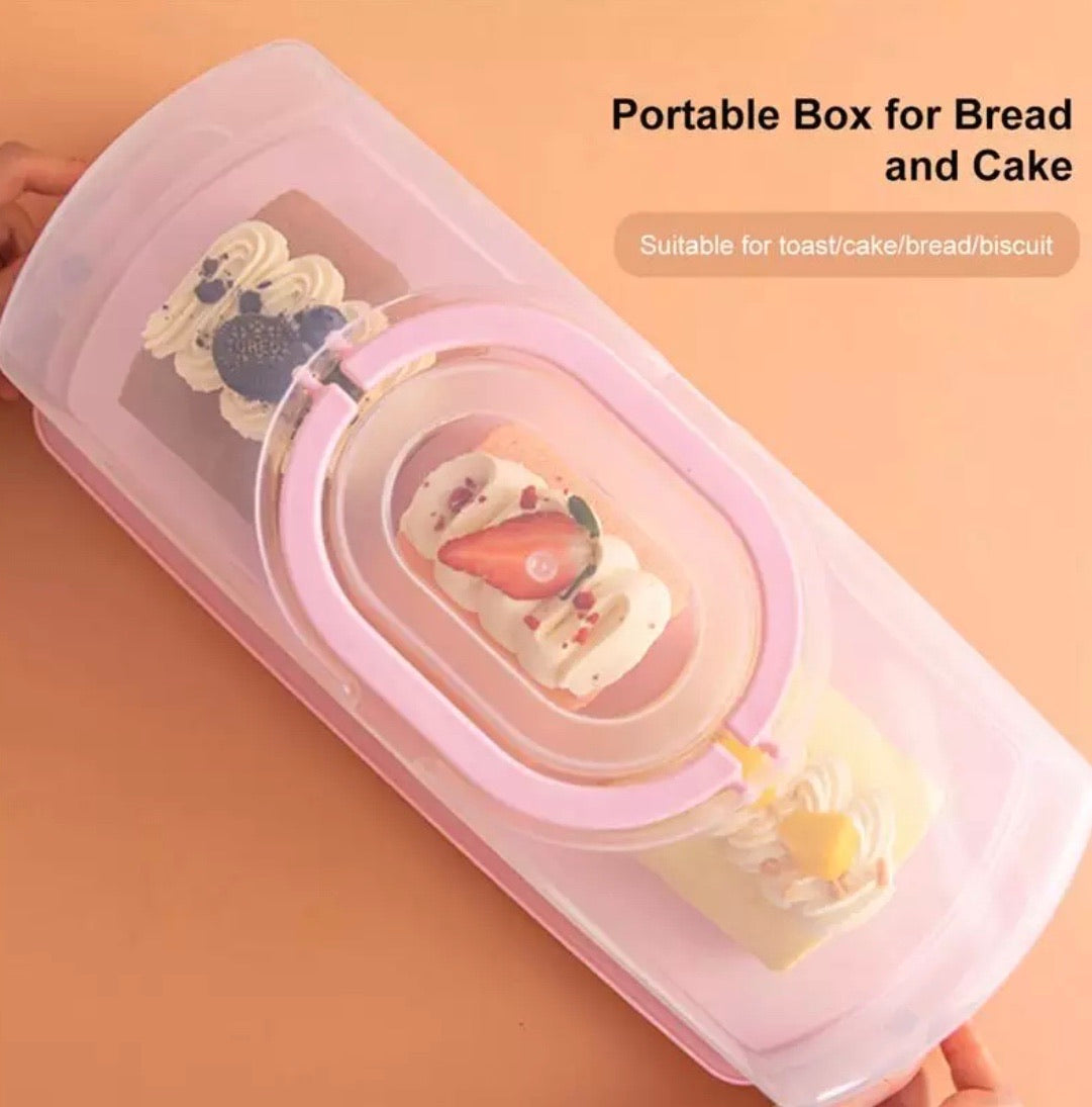 Rectangle Cake Swiss Roll Box Portable Pink Storage Case – Accessory Lane