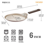 CHEFMADE 6" Round Crepe Pan with Bamboo Spreader