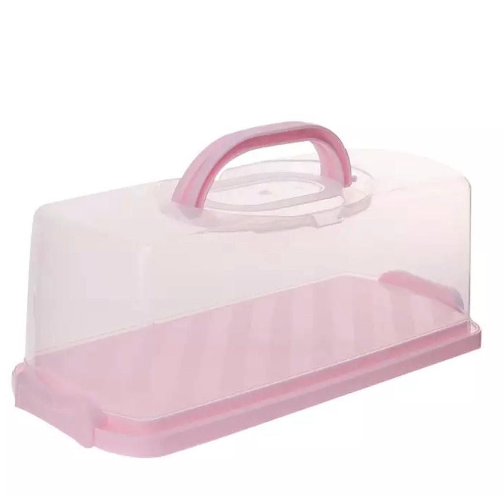 Rectangle Cake Swiss Roll Box Portable Pink Storage Case – Accessory Lane