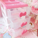 Hello Kitty Pink Baking Supplies Storage Desktop Organizer Drawer Bow Box MakeUp