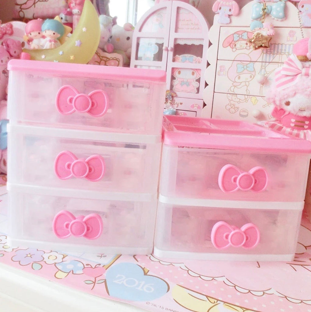 Hello Kitty Pink Baking Supplies Storage Desktop Organizer Drawer Bow –  Accessory Lane
