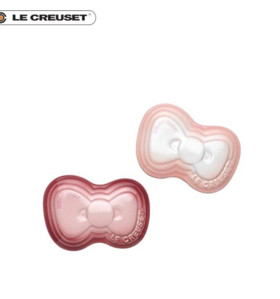 Hello Kitty Set Of 2 Ribbon Ramekins Tray Pale Rose and