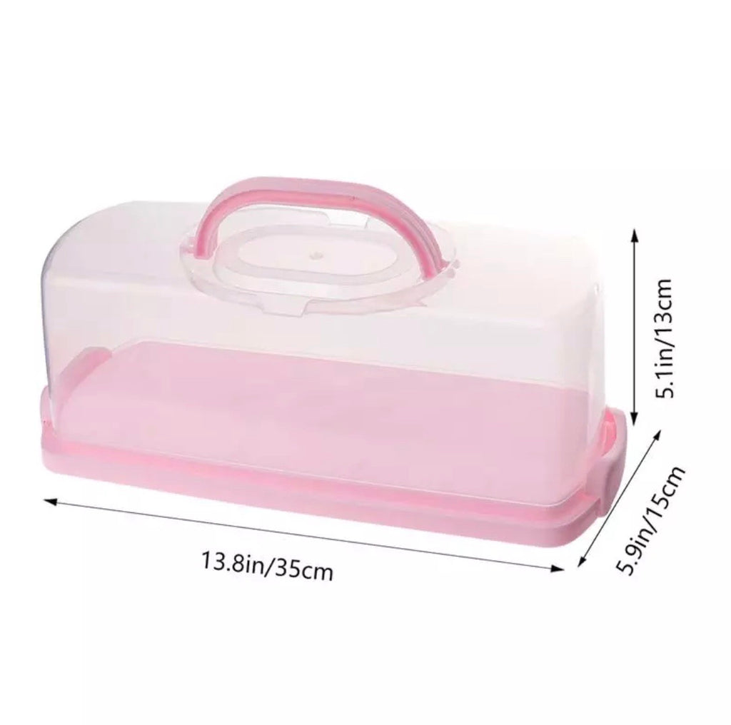 Rectangle Cake Swiss Roll Box Portable Pink Storage Case – Accessory Lane